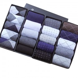 Luxury Boxed Ordinary Business Work Cotton Knitted Classic Round Neck Men's Luxury Dress Socks
