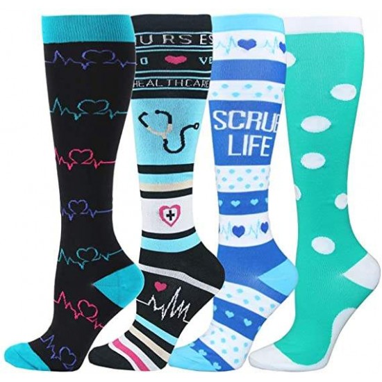 20-30mmhg Running Sport Socks Men Women Athletic Fun Stocking Knee High Nurse Compression Socks