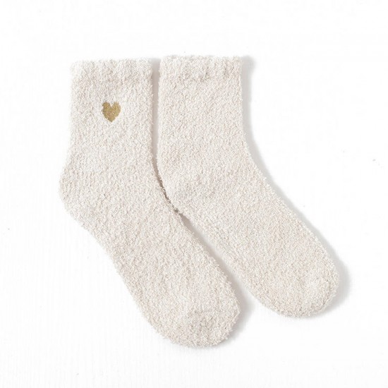 New Winter Warm Fluffy Fuzzy Socks Embroidered Logo Pink Socks Women New Winter Warm Fluffy Fuzzy Socks Embroidered Logo Pink Socks Women
